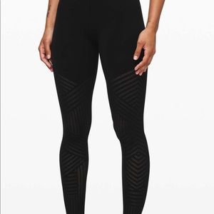 Lululemon Reveal Leggings Mesh Stripes Black
